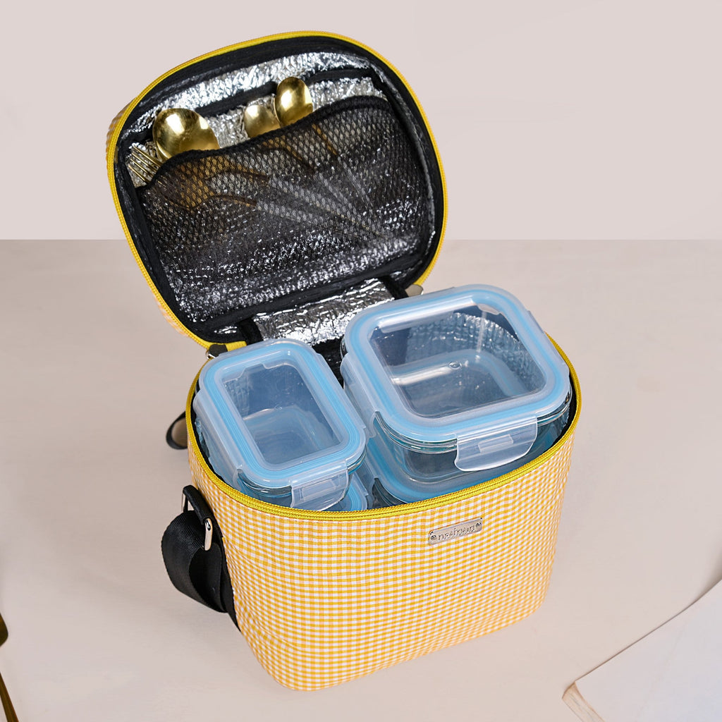 Sunshine Picnic Checked Insulated Lunch Bag Nestasia