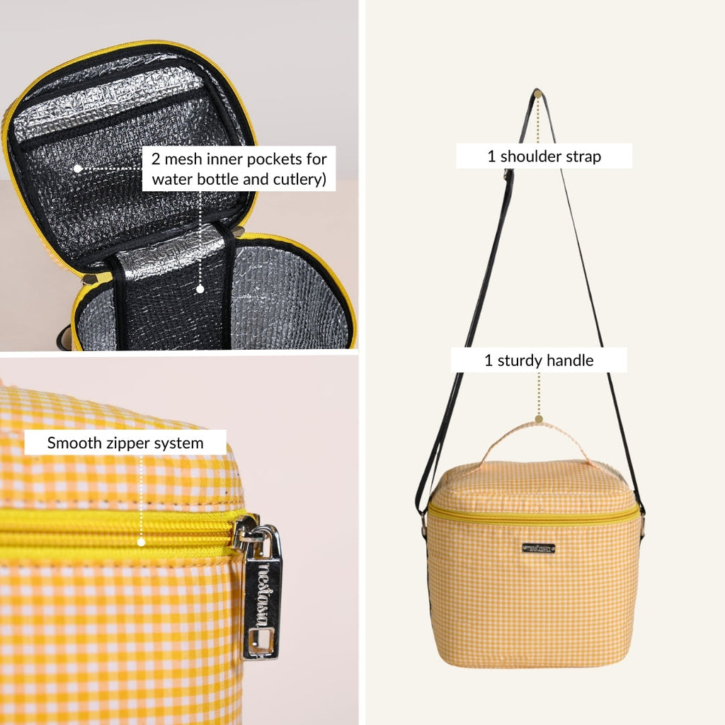 Sunshine Picnic Checked Insulated Lunch Bag Nestasia