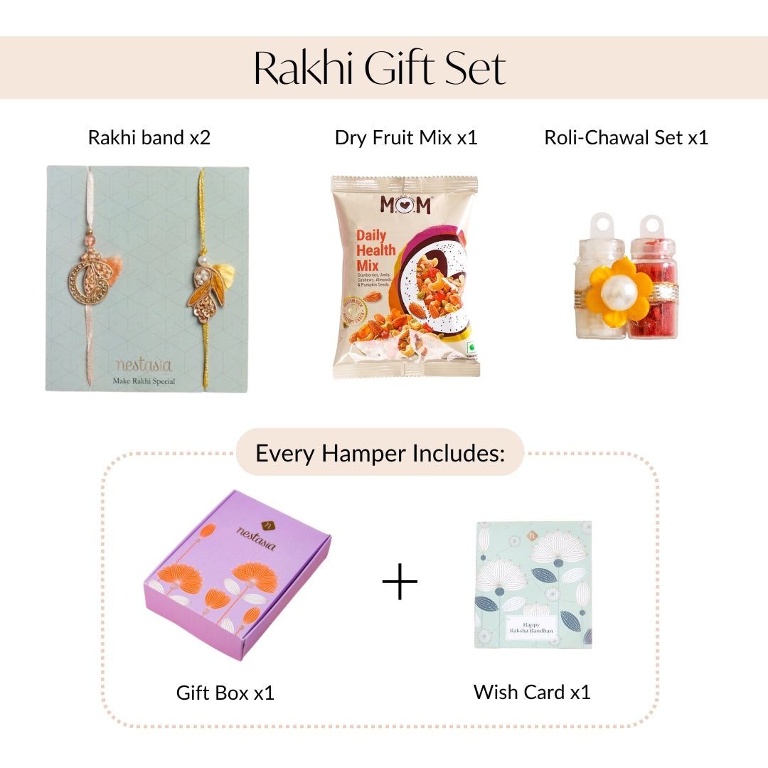 Sunshine Bloom Set Of 2 Rakhi Gift Set Nestasia