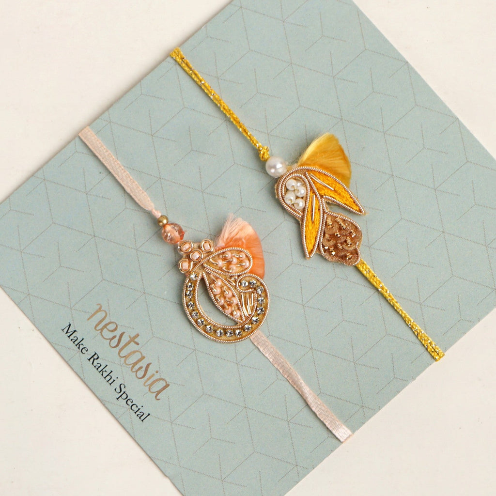 Sunshine Bloom Set Of 2 Rakhi Gift Set Nestasia