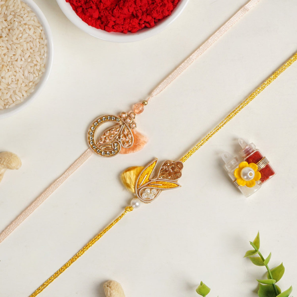 Sunshine Bloom Set Of 2 Rakhi Gift Set Nestasia