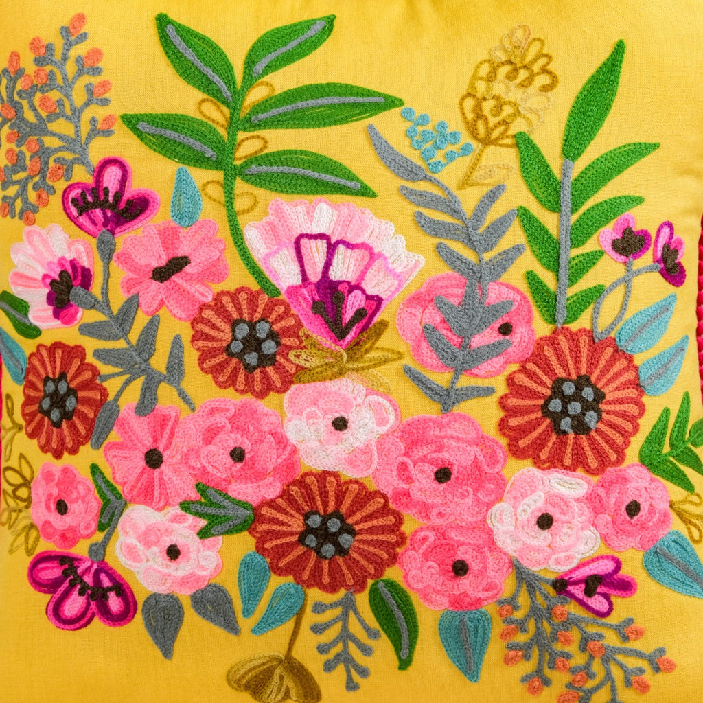 Sunshine Bouquet Embroidered Cushion Cover 40x40cm Nestasia