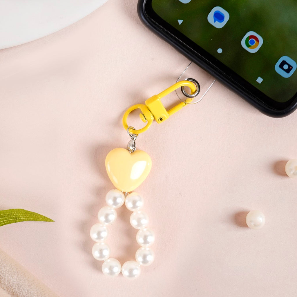 Sunshine Heart Keychain With Pearls Nestasia