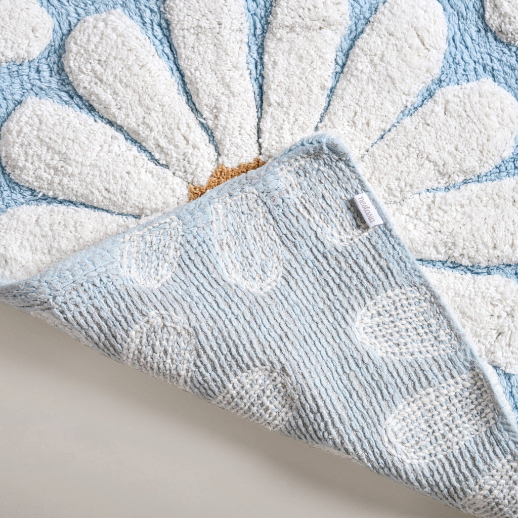 Supersoft Cotton Roseate Anti Slip Floor Mat Blue 85x52cm Nestasia