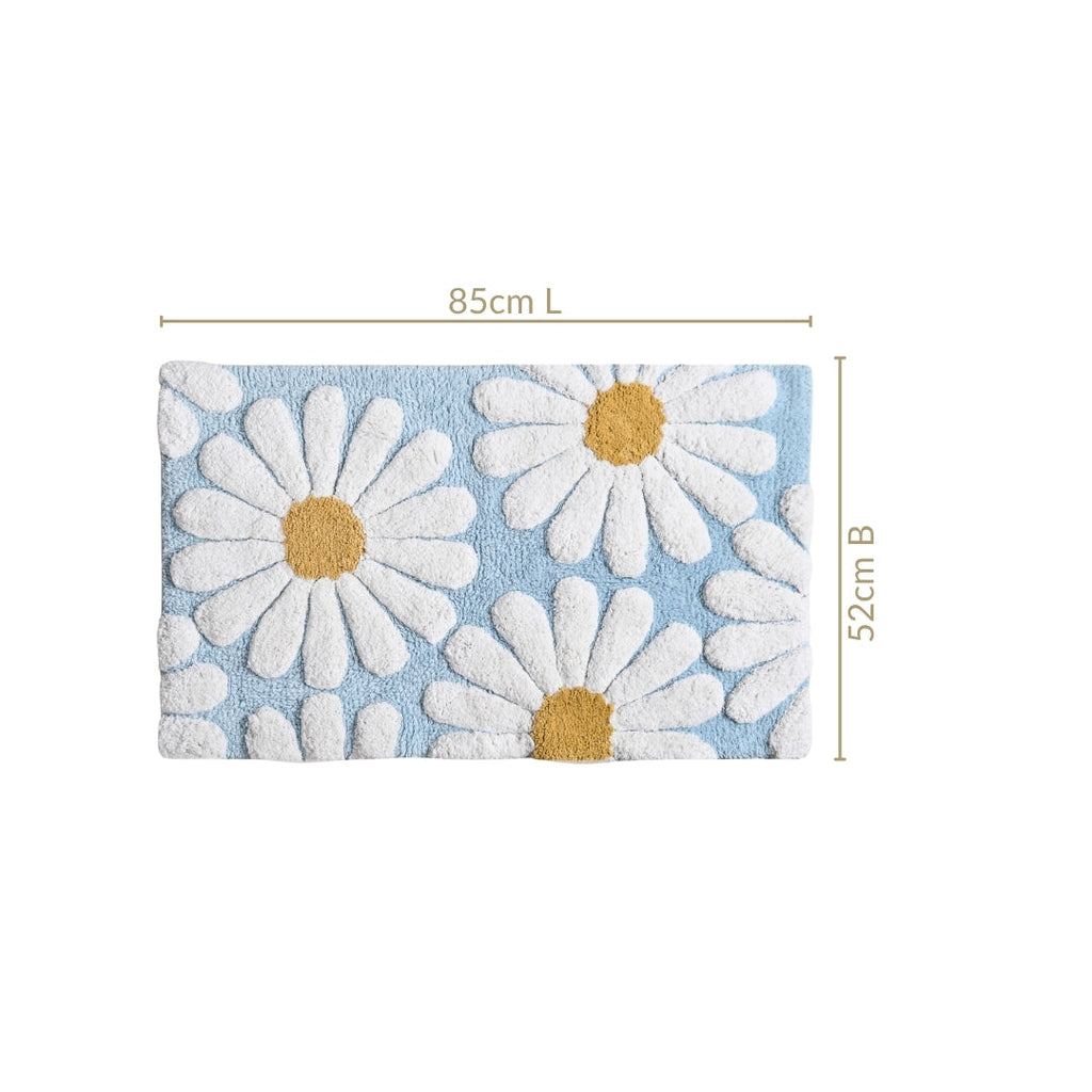 Supersoft Cotton Roseate Anti Slip Floor Mat Blue 85x52cm Nestasia