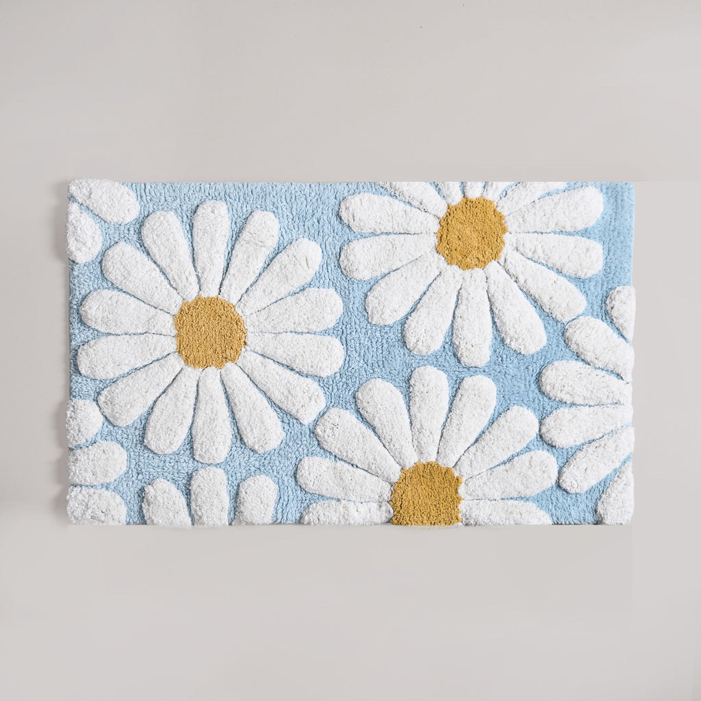 Supersoft Cotton Roseate Anti Slip Floor Mat Blue 85x52cm Nestasia
