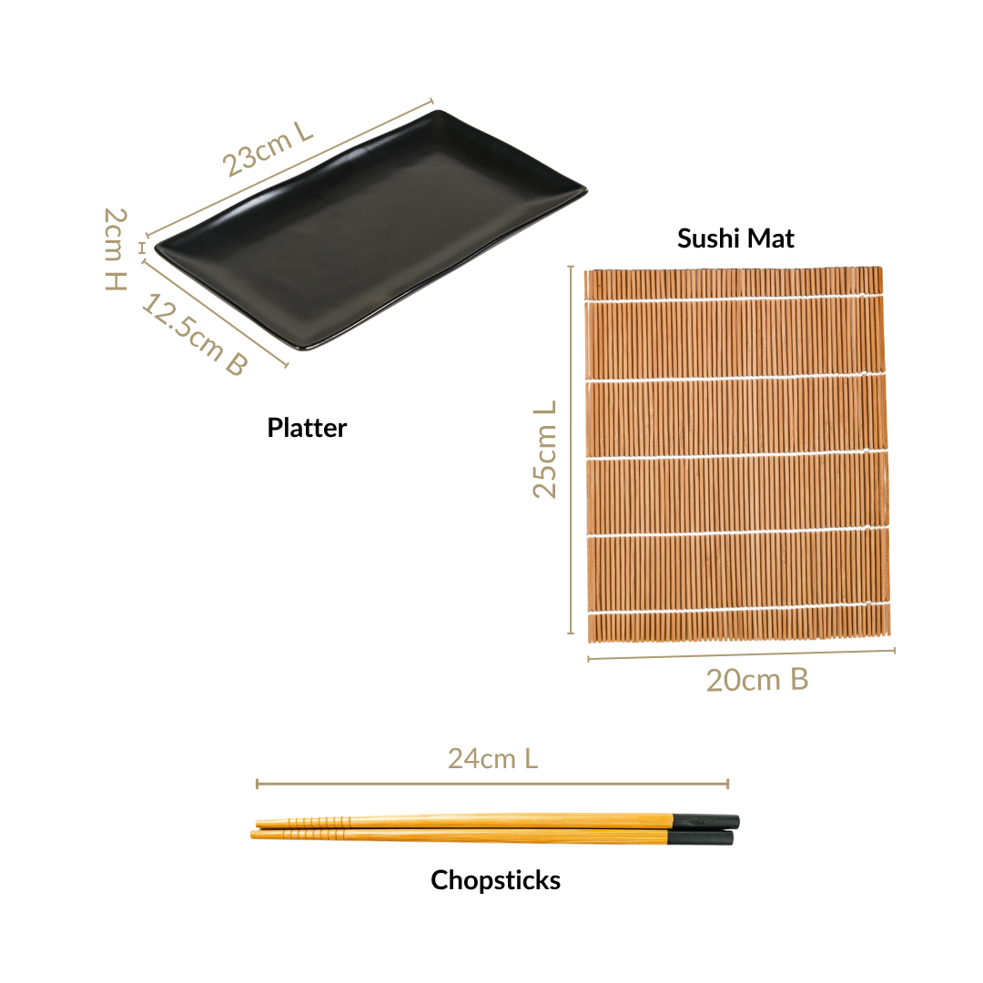 Sushi Kit With Rolling Mat And Chopsticks Set Of 4 Nestasia