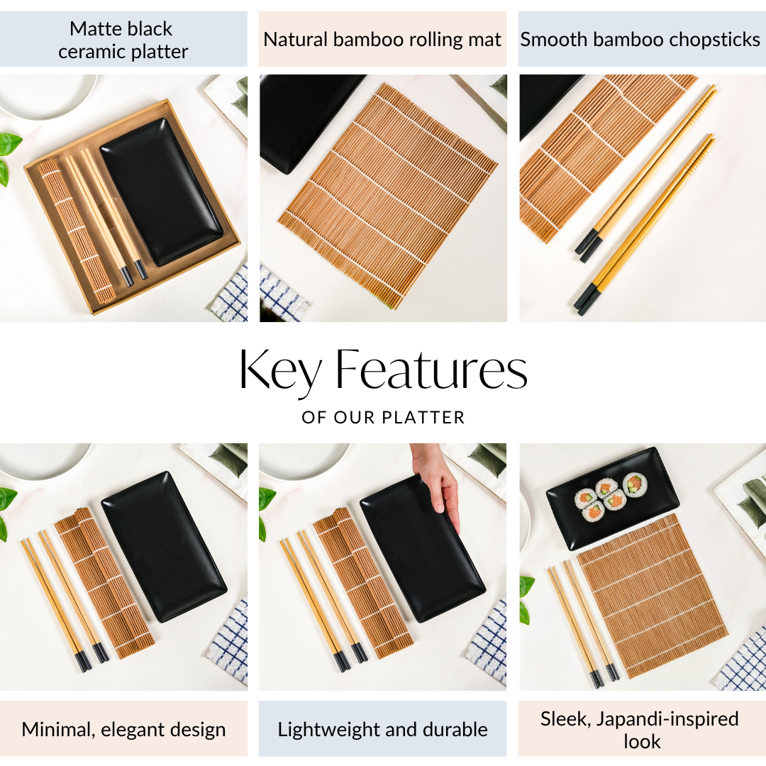 Sushi Kit With Rolling Mat And Chopsticks Set Of 4 Nestasia