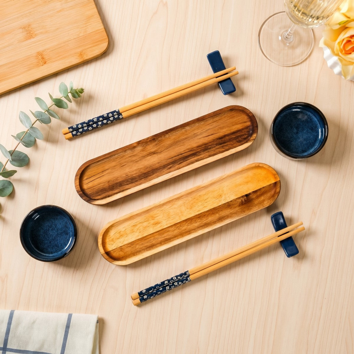 Sushi Platter With Bowl Chopstick And Holder Set Of 8 Nestasia