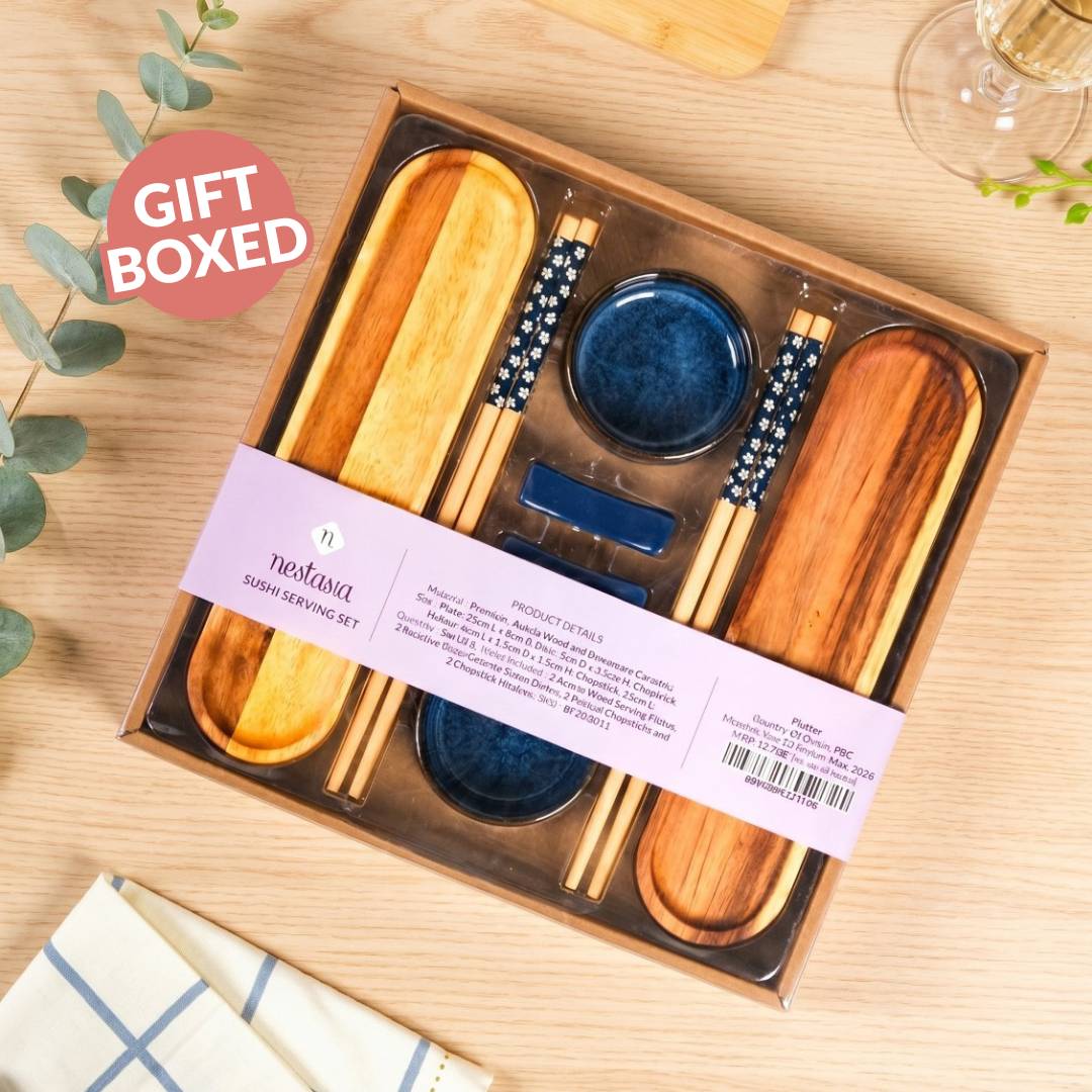 Sushi Platter With Bowl Chopstick And Holder Set Of 8 Nestasia