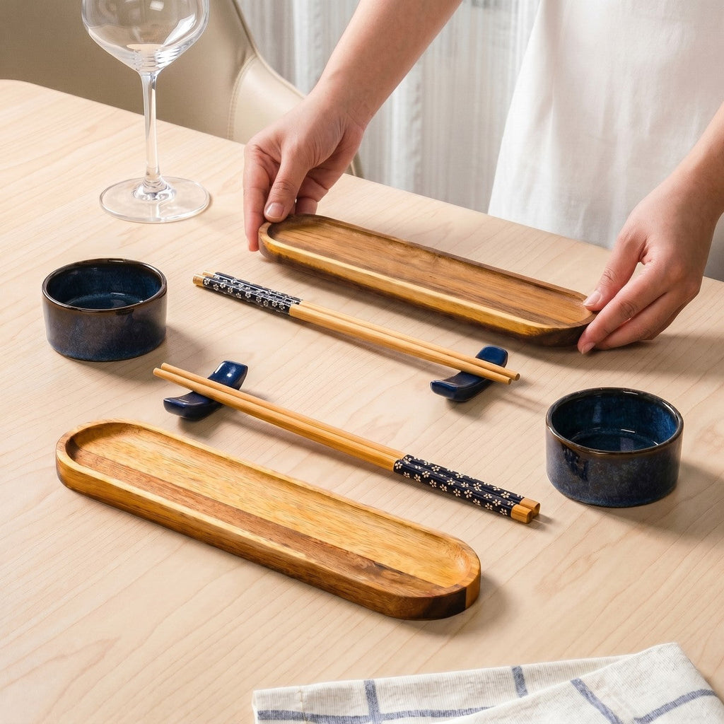 Sushi Platter With Bowl Chopstick And Holder Set Of 8 Nestasia