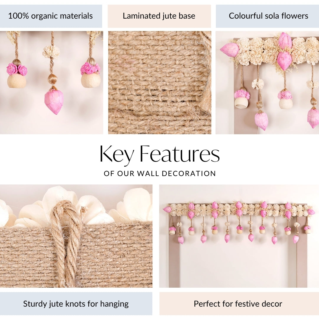 Ecofriendly Bandarwal With Sola Flower Pink Nestasia