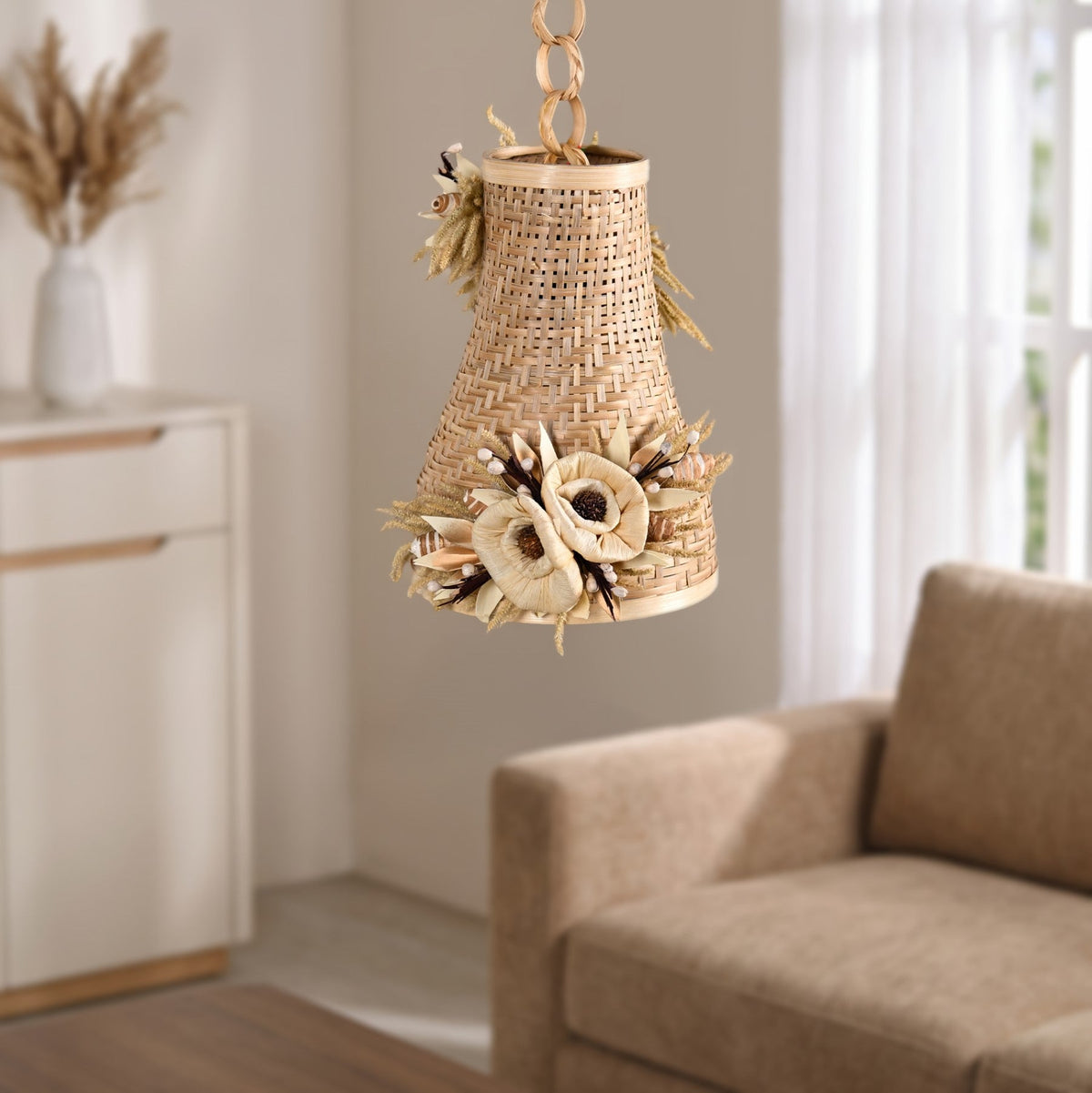 Solara Sustainable Handmade Dried Flower Bamboo Diwali Lantern Nestasia