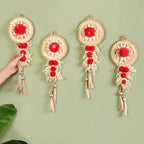 Sustainable Red Sola Bloom Wall Decor Set Of 4 Nestasia