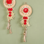Sustainable Red Sola Bloom Wall Decor Set Of 4 Nestasia