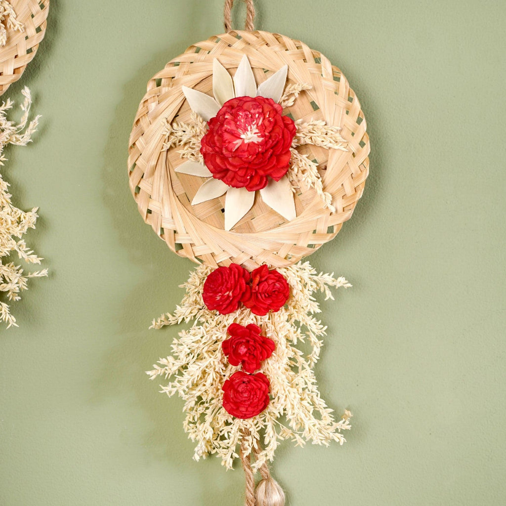 Sustainable Red Sola Bloom Wall Decor Set Of 4 Nestasia