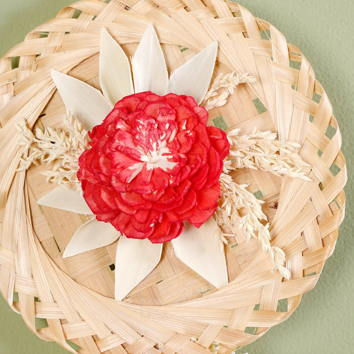 Sustainable Red Sola Bloom Wall Decor Set Of 4 Nestasia