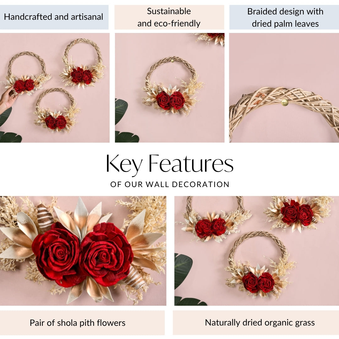 Sustainable Rose Wreath Set Of 3 Nestasia
