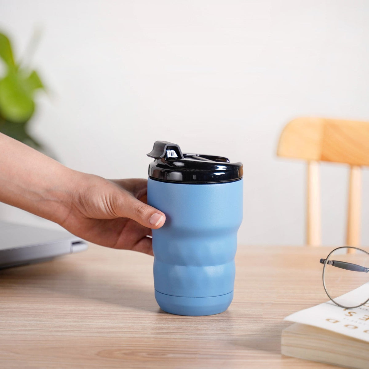 Brewster Easy Sip Copper Insulated Travel Mug Azure Blue 350ml Nestasia