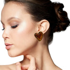 Sweet Hearts Studs Brown Nestasia