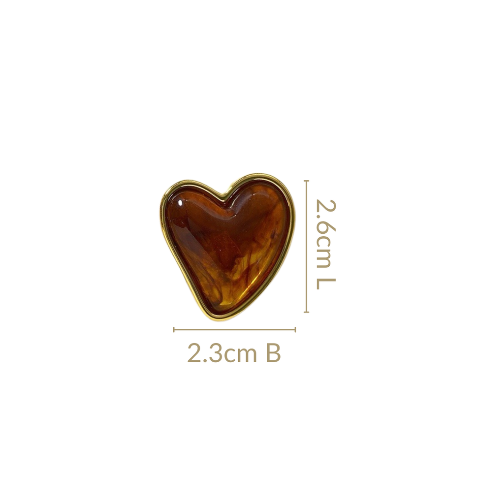 Sweet Hearts Studs Brown Nestasia