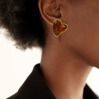 Sweet Hearts Studs Brown Nestasia