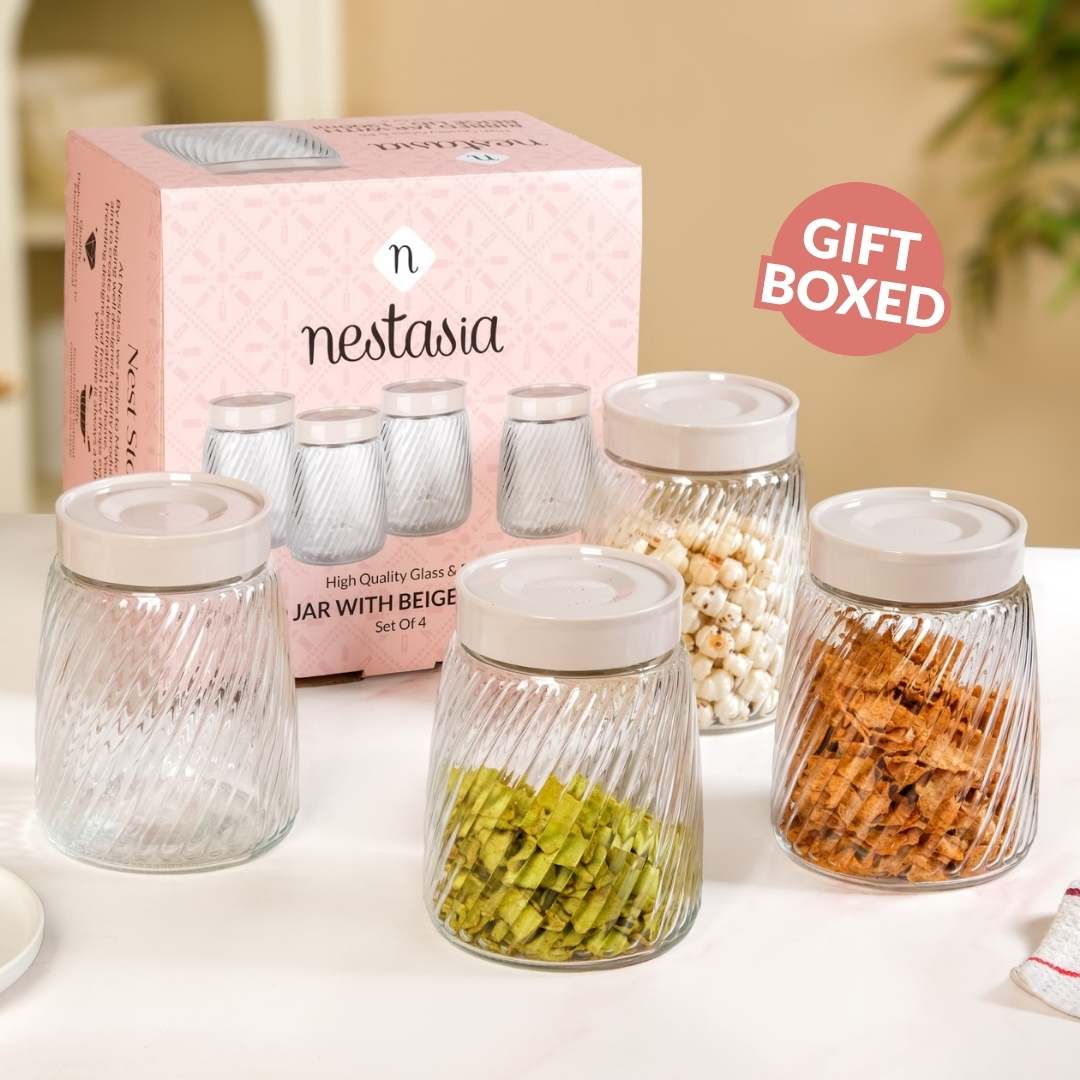 Swirl Jar With Lid Set Of 4 1300ml Nestasia