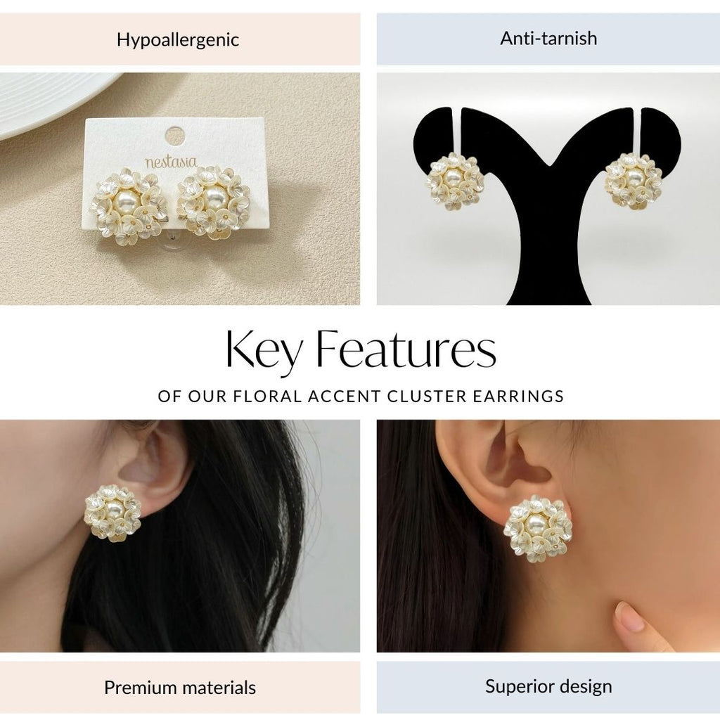 Floral Accent Cluster Earrings Nestasia