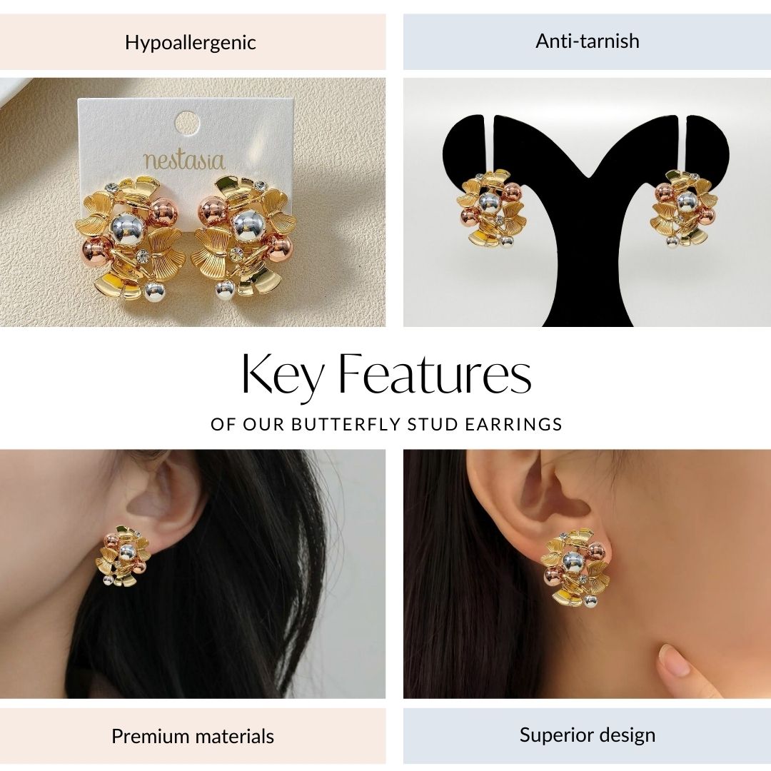 Butterfly Stud Earrings Nestasia