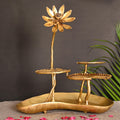 Brass Decorative Tray With Lotus Leaves (15.5 Inch) Vedansh Craft