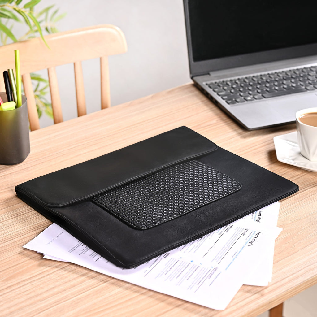 Black Multipurpose Office Folder With Zipper Pocket Nestasia