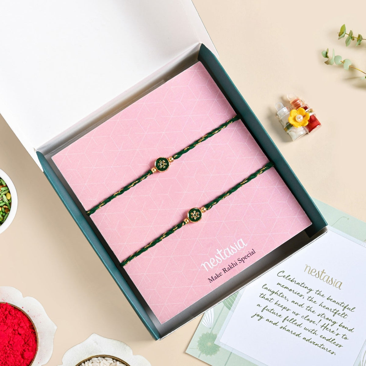 Verdant Bloom Rakhi Set Nestasia