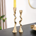 Twirl Table Candle Holder Set Of 2 Gold Nestasia