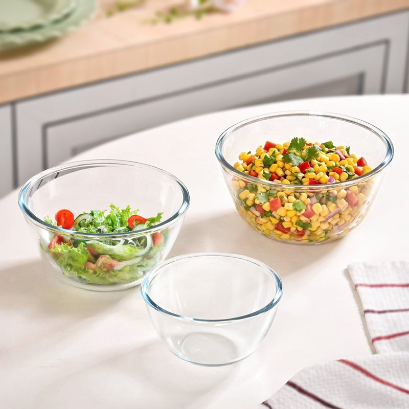 Glass Bowl Set Of 3 Microwave Oven Safe Nestasia