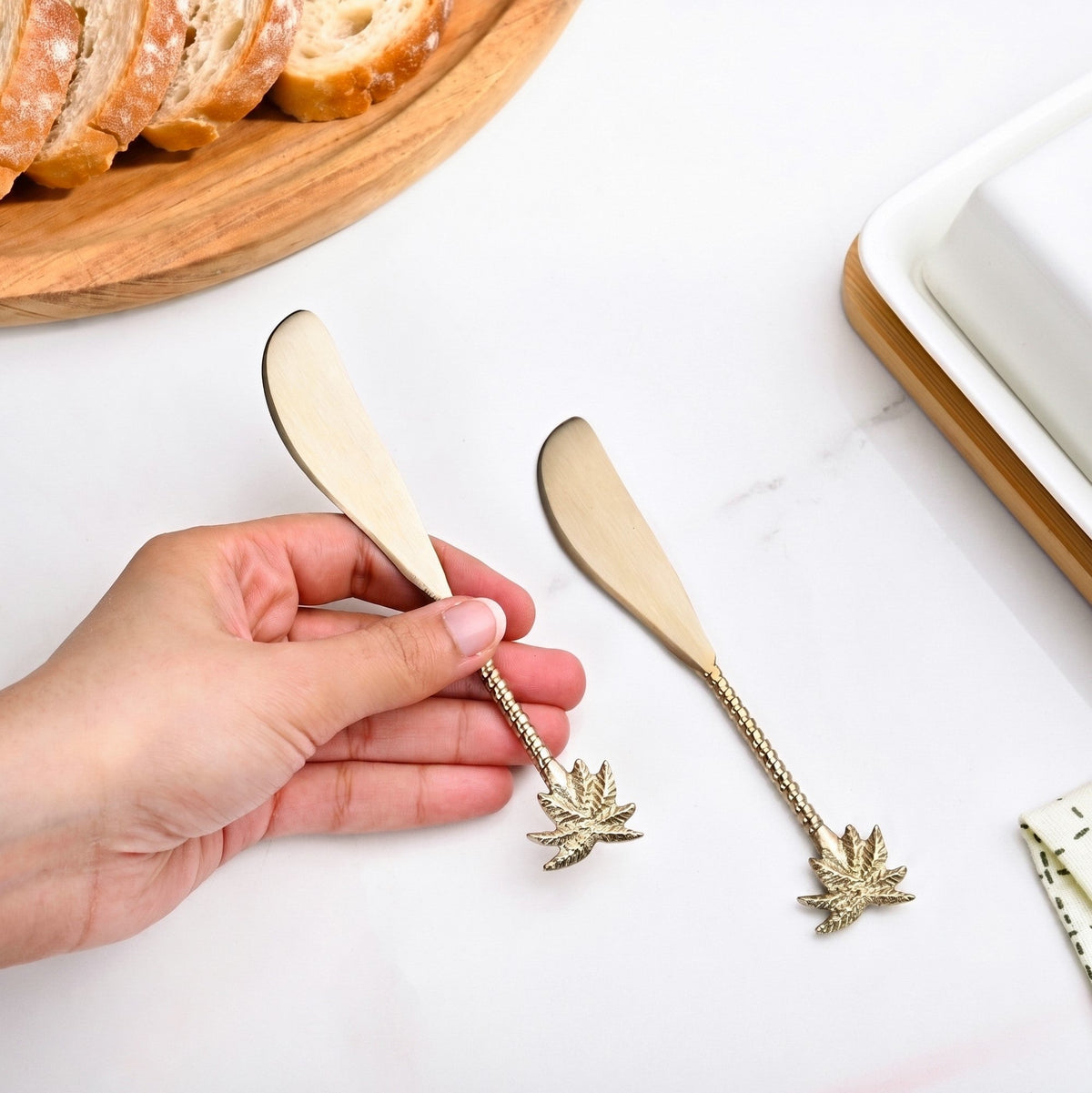 Palm Tree Brass Butter Knife Set Of 2 Nestasia