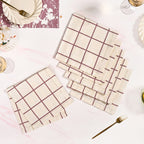 Mauve Grid Pure Cotton Table Napkin Set Of 6 Nestasia