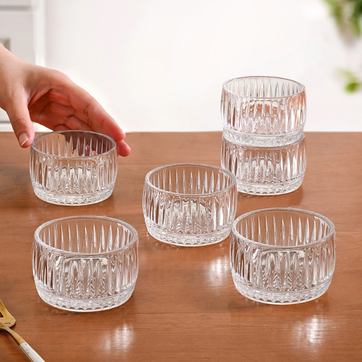 Ribbed Dessert Bowl Set Of 6 160ml Nestasia