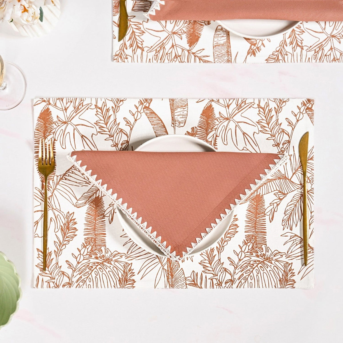 Terracotta Embroidered Edges Table Napkin Set Of 6 Nestasia