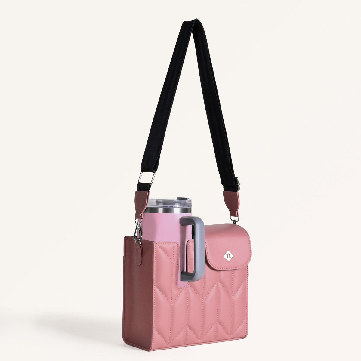 Pink Water Bottle Carrier Bag With Adjustable Strap Nestasia