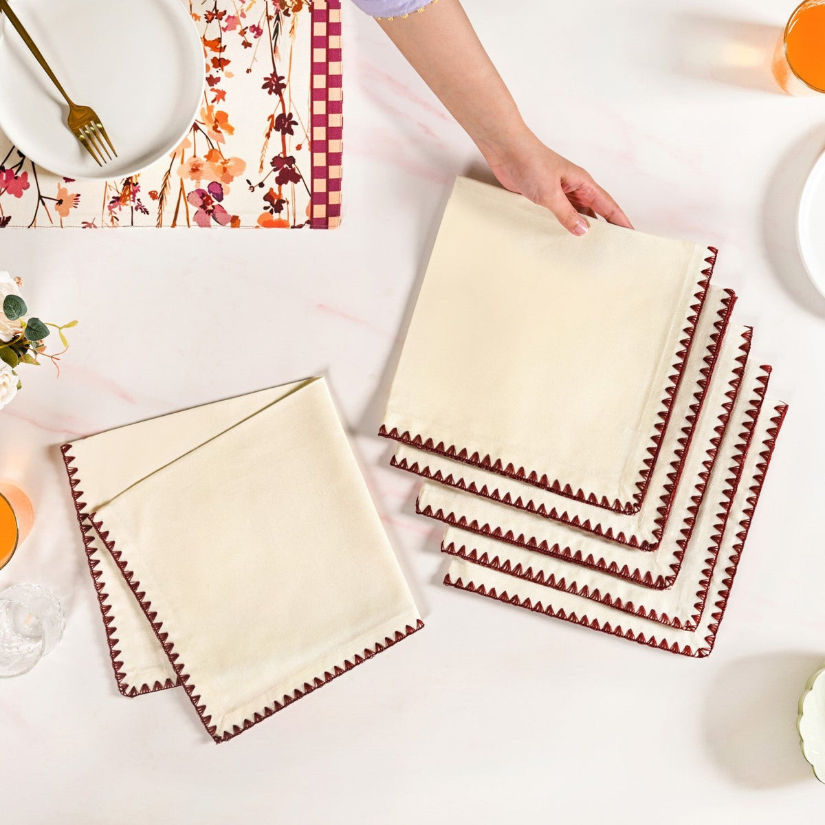 Pure Cotton Napkin Set Of 6 Nestasia