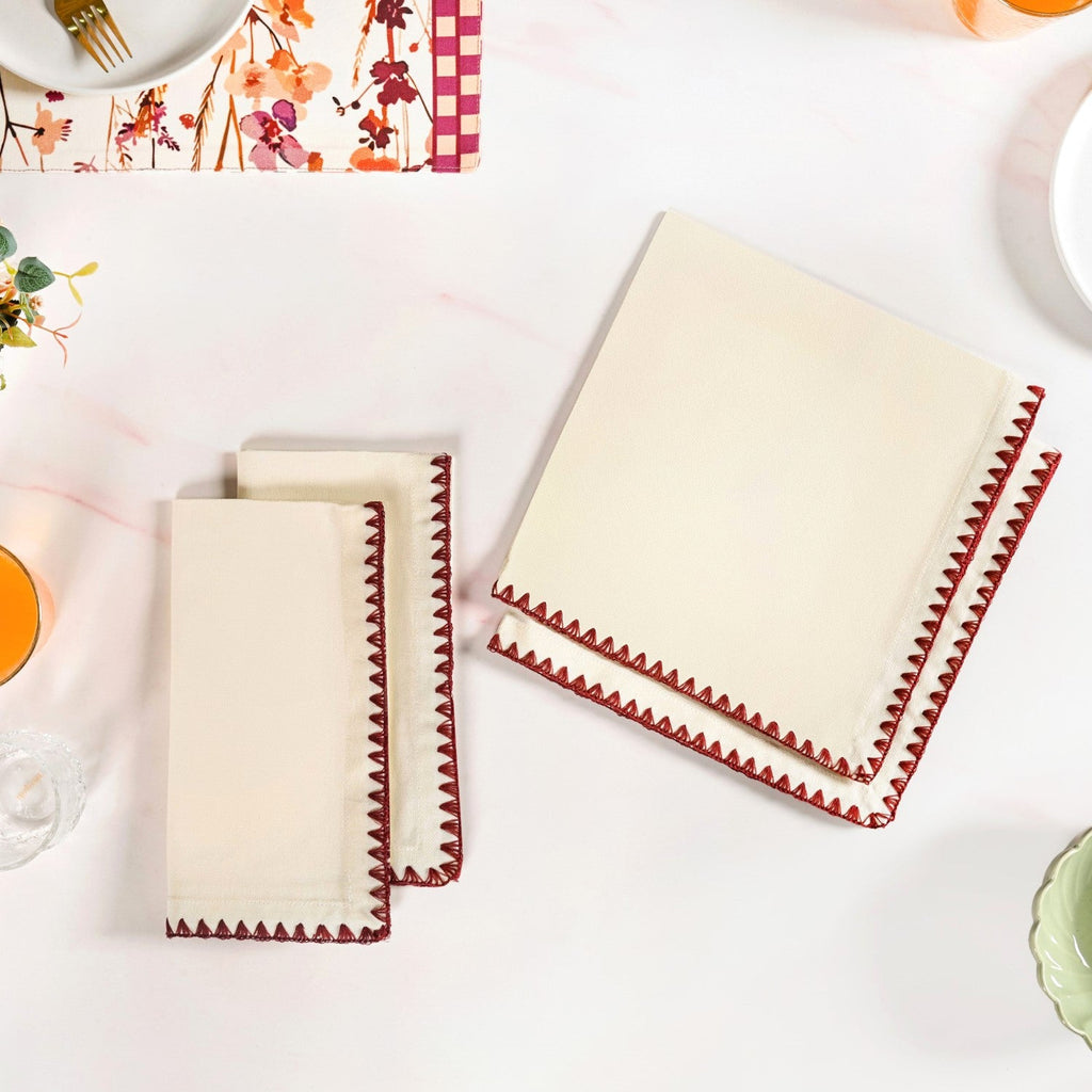 White Cotton Table Napkin Set Of 4 Nestasia