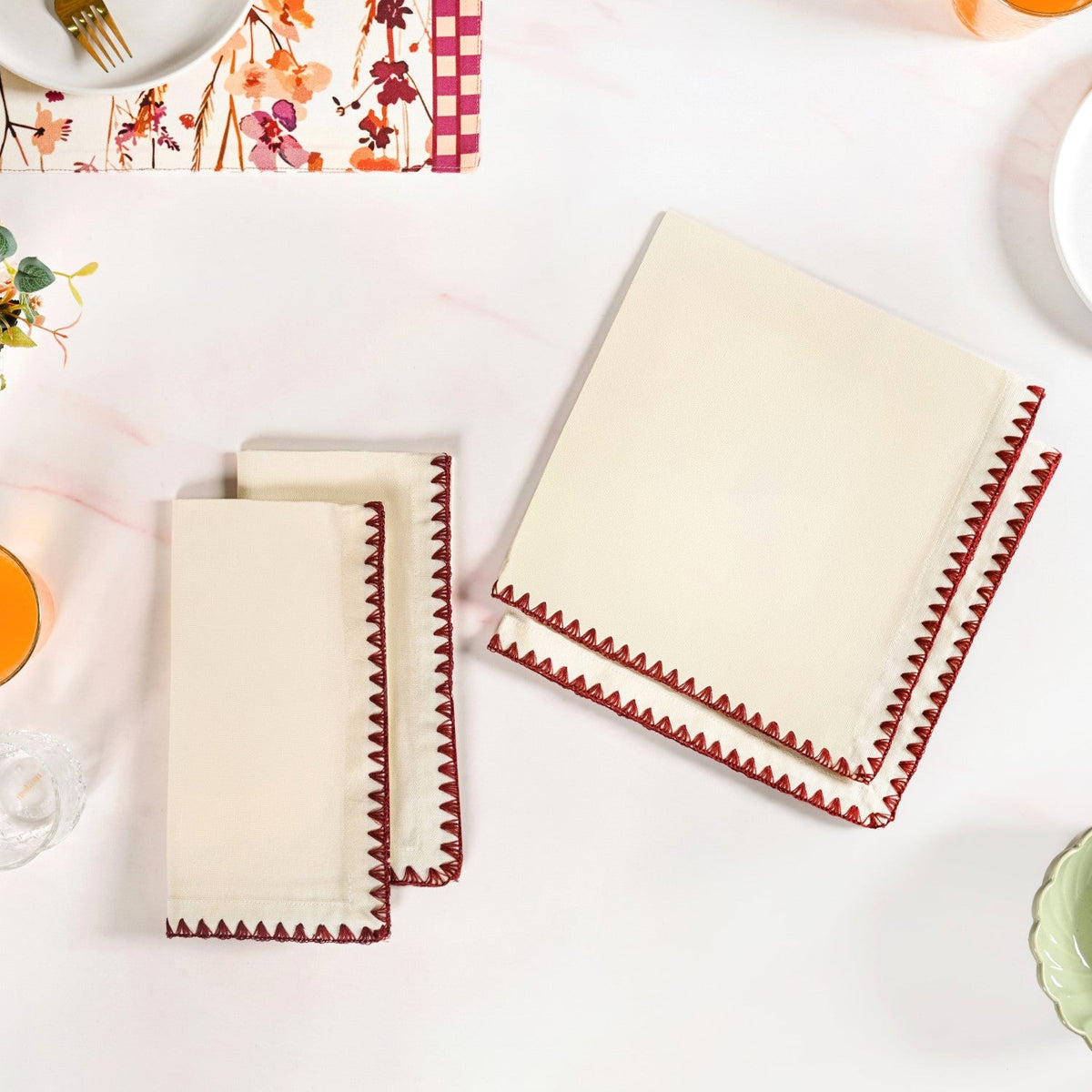 White Cotton Table Napkin Set Of 4 Nestasia