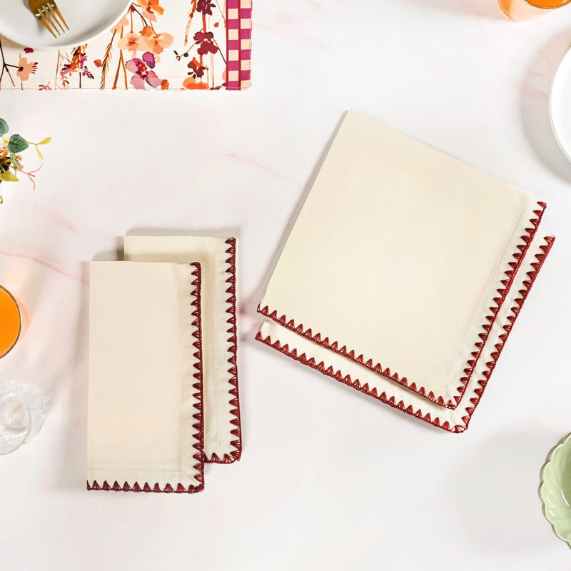 White Cotton Table Napkin Set Of 4 Nestasia
