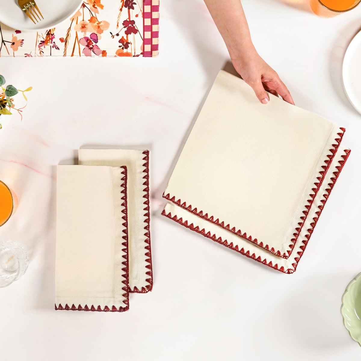 White Cotton Table Napkin Set Of 4 Nestasia
