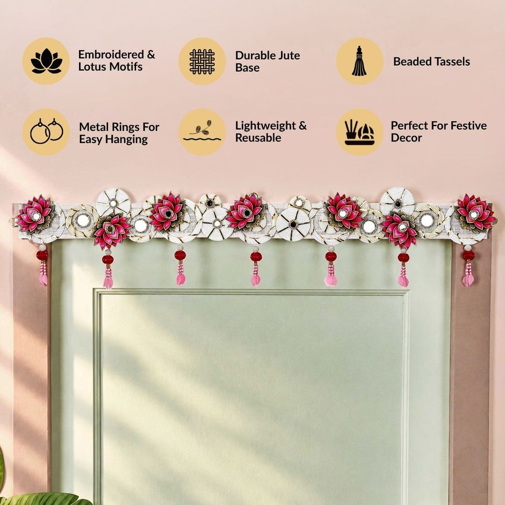 Fleur Embellished Lotus Toran For Door 106x20cm Nestasia