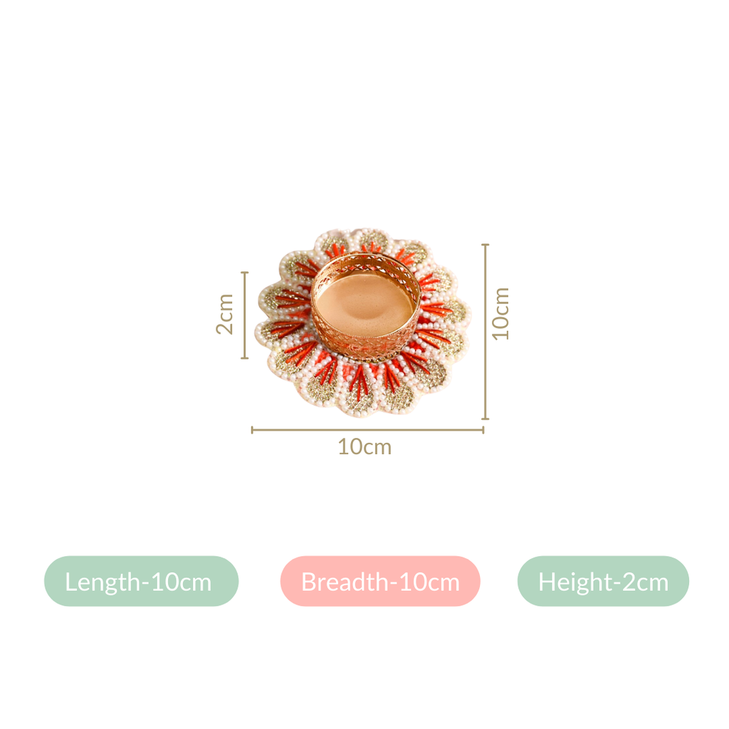 Applique Petal Tea Light Holders With Faux Pearls Set Of 6 Nestasia