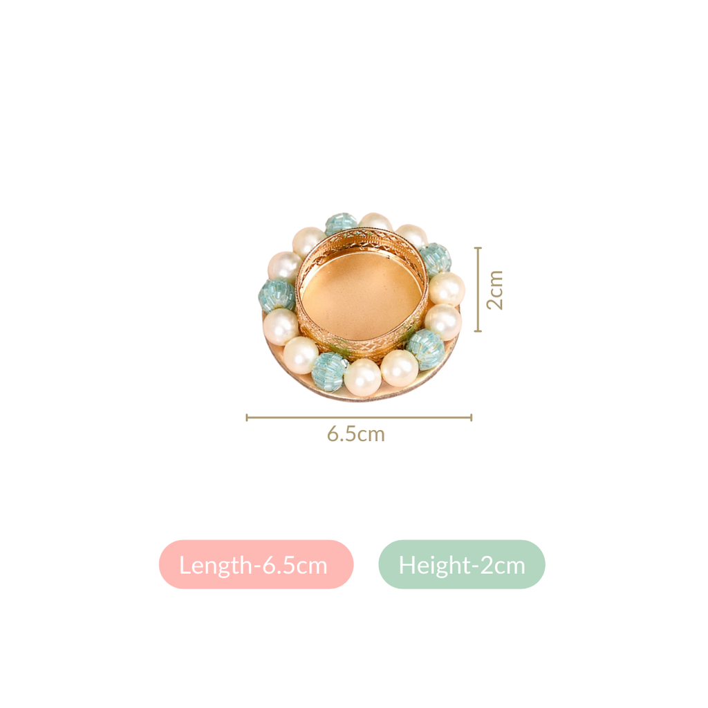 Set Of 6 Metal Tea Light Holders With Faux Pearls Nestasia