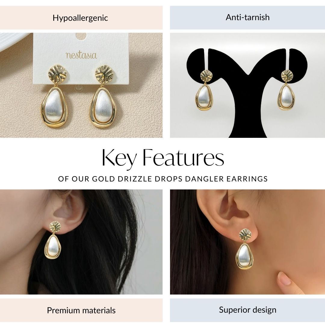 Gold Drizzle Drops Dangler Earrings Nestasia