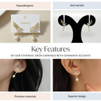 Ethereal Drop Earrings With Diamante Accents Nestasia