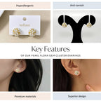 Pearl Flora Gem Cluster Earrings Nestasia